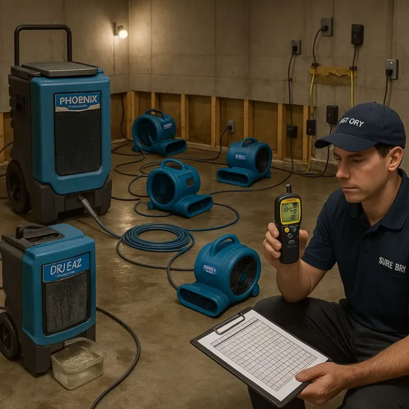 Structural Drying and Dehumidification process in Wells Branch, TX
